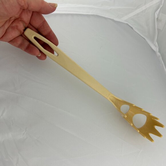 Vtg Tailor Made Nylon Spaghetti Pasta Fork Spoon Server Measuring Almond Cream - Picture 3 of 6